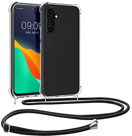 kwmobile Necklace Case kompatibel mit Samsung Galaxy A54 5G Hülle - Silikon Cover mit Handykette - Band Handyhülle Transparent Schwarz