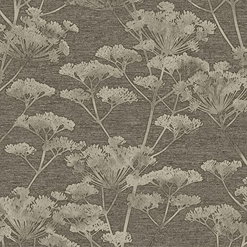 Boutique Taupe & Gold Serene Seedhead Floral Wallpaper