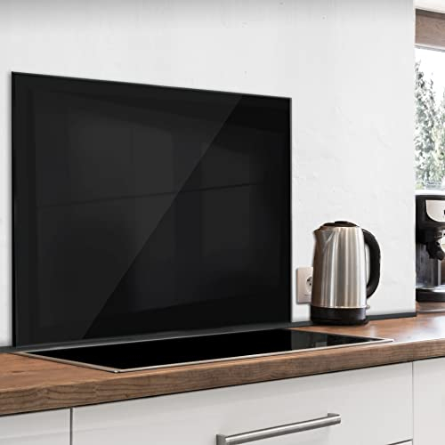 murando Spritzschutz Glas für Küche 80x60 cm Küchenrückwand Küchenspritzschutz Fliesenschutz Glasbild Dekoglas Küchenspiegel Glasrückwand schwarz f-A-10147-aq-b