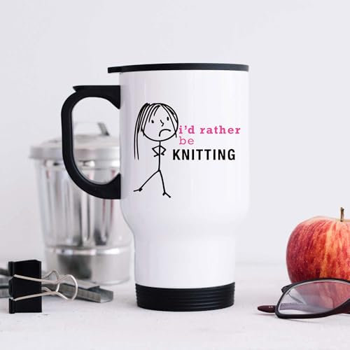 60 Second Makeover Limited Ladies I'd Rather Be Knitting Metal Travel Mug Novelty Mum Mothers Day Friend Gift Cup