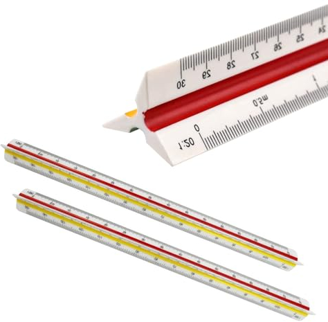 FENGCHUANG 2 Pezzi Scalimetro Righello Trinagolare Ideale, Scalimetro Professionale Triangolare 1:20 1:25 1:50 1:75 1:100 1:125/1:100 1:200 1:250 1:300 1:400 1:500 per Architetti, Alunno