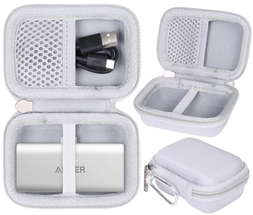 Khanka Hartschalen-Tragetasche Nano Power Bank 5.000 mAh/Anker Power Bank 621 Ladegerät, schützende Reisehülle für Anker 5.000 mAh, 22,5 W/12 W Ladegerät (weiß, nur Hülle)