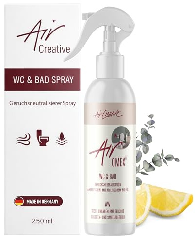 Air Creative® Duftspray Bad & WC, Geruchsneutralisierer für Badezimmer und Gäste WC, BIO Duft Zitrone, Arve und Eukalyptus