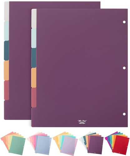 Mr. Pen - 6 Tab Binder Dividers, Pack of 2 Sets (12 Dividers Total), Plastic for 3 Ring Binder