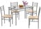 COSTWAY 5 teiliges Esstisch Set, Essgruppe aus Glas mit 4 Stühlen & Metallrahmen, Küchentisch Esszimmergruppe 4 Personen platzsparend für Küche, Restaurant
