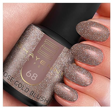 SHAYENNE UV Gel Nagellack - 68 Rose Gold Blush Rosa mit Schimmer 15 ml - Langanhaltend, Kratzfest & Hochglänzend - Profi-Qualität - LED kompatibel - Perfekt für Zuhause & Studio - Made in Germany