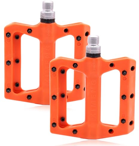 Fahrradpedale, Rennrad, Mountainbike, flache Pedale, Nylonfaser, 2,4 cm, für BMX, Rennrad, MTB (orange)