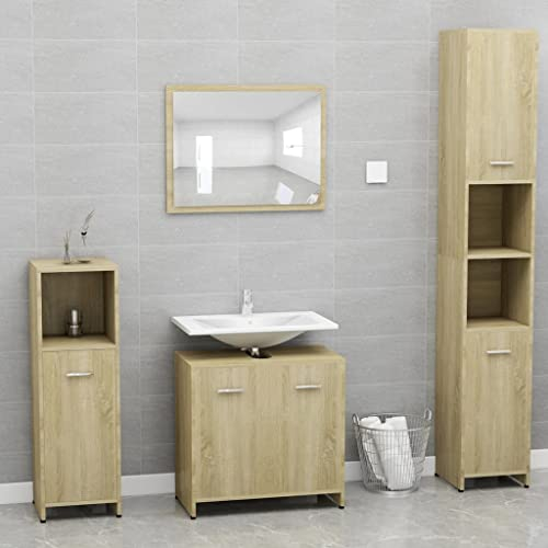 RAUGAJ Badmöbel-Set Sonoma Eiche Holz,Artikelfarbe-Sonoma Eiche