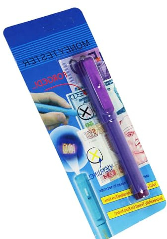 Geldfälschungsstift mit UV-Lampe, gefälschter Geldscheinmarker, Detektor, Falschgeld, Tester für wichtige internationale Währungen (lila)