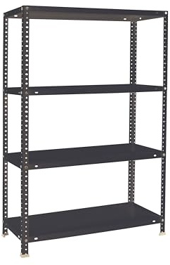 Simon Rack Schwerlastregal, Lagerregal, 150x80x50 Metallregal, Kellerregal, Biegestelle 100 kg, 4 Fachböden, Antracite - Comfort