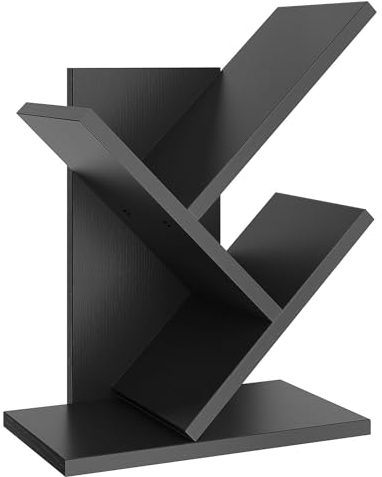 YMYNY Libreria ad Albero, Scaffale a 2 Ripiani, Organizzatore Scrivania, Moderna Autoportante Libri, Salvaspazio Legno Portaoggetti Librerie per Soggiorno, Studio, Ufficio, Nero HBC012B