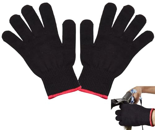ZXCHOME 2 Stück Hitzebeständige Handschuhe, Hitzeschutz Handschuh Lockenstab Weich Hitzeschutzhandschuhe Lockenstab für Hitze Glätteisen Handschuhe Haarwerkzeuge(Schwarz)