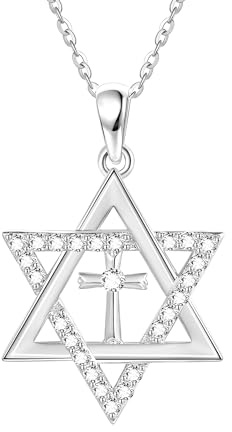 JERWLI Sterling Silber S925 Hamsa/Horn/Star von David Halskette Schmuck Geschenke für Frauen Damen Weihnachts Geschenk