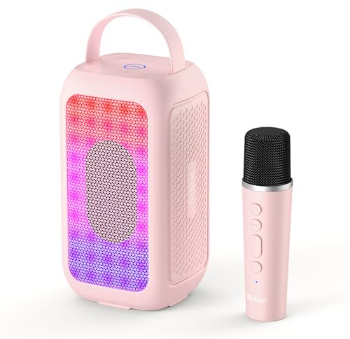 Bobtot Tragbarer Bluetooth-Lautsprecher, Mit 1 Mikrofon, Rosa | Kabelloser Lautsprecher mit 16 Stunden Akkulaufzeit, Magic Sound, Echo- und EQ-Modus