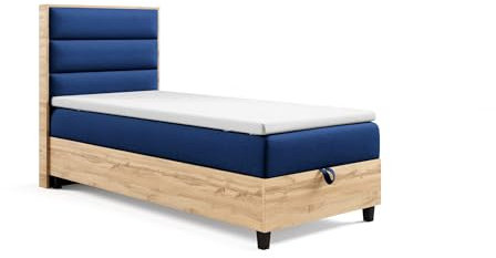 Best For Home - Trinity K-1 EinzelBett | Boxspringbett mit Matratze Und Stauraum | Bonellfederkern Einzelbett inkl. Topper | Bett mit Bettkasten 100x200 | Gepolsterte Kopfteil BoxSpringBett mit Liefer