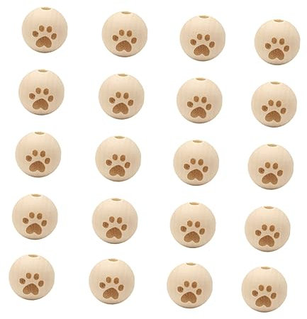 SHINEOFI Holzperlen 20 Große Löcher mit Fußabdruck Glatte Oberfläche 20 Stück für Selbstgemacht Armbänder und Schmuck