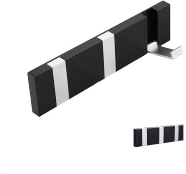 Garderobenhaken Wand, 3 Klappbar Haken Kleiderhaken Edelstahl Modern Hakenleiste Garderobe für Schlafzimmer Badezimmer Küche Wandgarderobe Garderobenleiste für Schal Mäntel Handtaschen Schwarz-Silber
