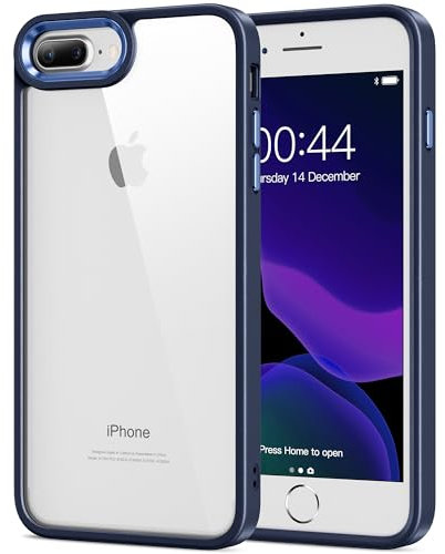 HOOMIL Crystal Clear Hülle für iPhone 7 Plus/iPhone 8 Plus, Anti Gelb Durchsichtig Handyhülle Stoßfest Schutzhülle - Blau