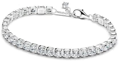 PANDORA Bracciale tennis da donna in argento con zirconi 593539C01, 18 cm, Argento sterling, Zirconia cubica