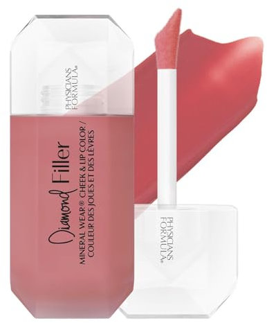 Physicians Formula Mineral Wear Diamond Filler Cheek and Lip Color, Tinte de Labios y Mejillas en Serum, Fórmula Rellenadora Multiuso, Enriquecido con Vitamina E, Radiant Pink