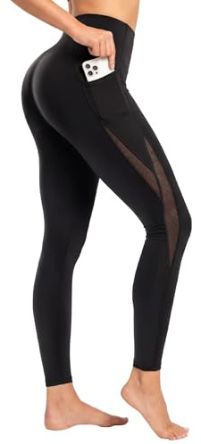 Yvette Leggings Damen Sport mit Tasche & Mesh Sporthose | Atmungsaktiv,Hohe Taille,Blickdicht,Bauchkontrolle,Lauf Yoga Alltag