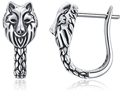 VENACOLY Wolf Ohrringe 925 Sterling Silber Tierische Wikinger Ohrringe Wolf Schmuck Punk Halloween Geschenke für Frauen Männer