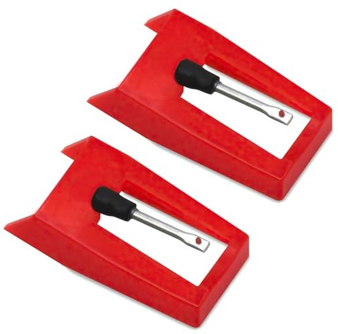 2 Stück Plattenspieler Nadel, Diamant Stylus Ersatz, Ersatznadel für Plattenspieler für Vinyl-Plattenspieler, Stift Ersatz Rubinrot Diamant Plattenspieler Vinyl Meiste Phonograph, Vinyl