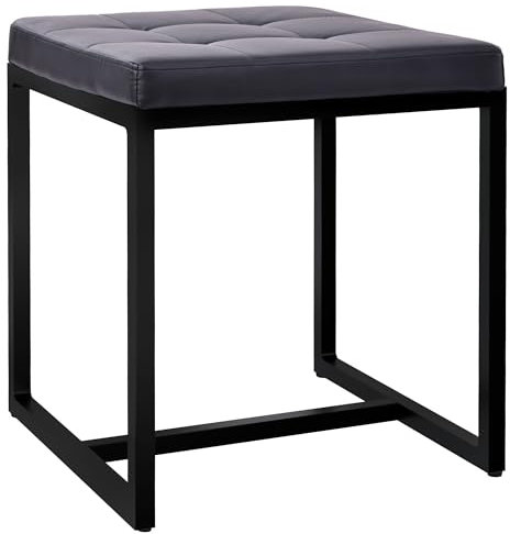 CLP Sitzhocker Barci I Moderner Hocker | Hochwertiger Polsterhocker mit schwarz pulverbeschichteten Eisengestell, Farbe:schwarz, Material:Kunstleder