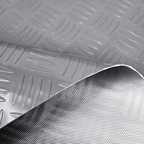 OLIVO.shop Rutschfester Gummi-Bodenbelag aus PVC-Kunststoff für Außen, Innenräume, Bars, Werkstätten, Fitnessstudio, Garage, Isolierrolle Breite 1,5 m Work Gerippt (Grau, 1,5 x 2 m)