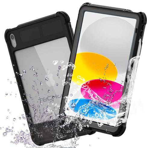 TECHGEAR iPad 11th Gen A16 Waterproof Case (2025) & iPad 10th Gen 10.9 inch – Poseidon Rugged Shockproof Cover with Screen Protector, Stand, Shoulder & Hand Strap