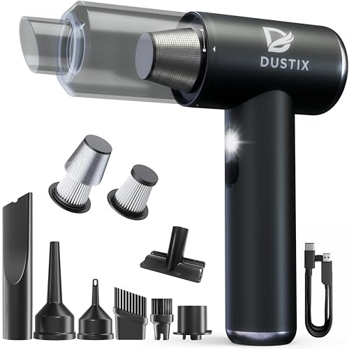 DUSTIX Cordless Handheld Car Vacuum Cleaner Powerful 20000Pa Triple Gear Mini Hoover Air Blower Duster Inflator Deflator Brushless Motor 8400mAh Portable Lightweight Home Office Kitchen