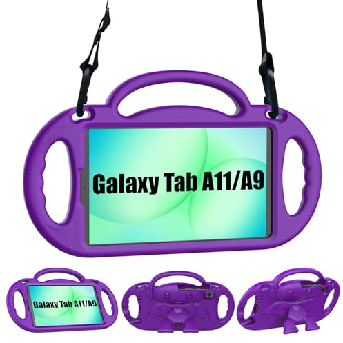 Funda Niños para Samsung Galaxy Tab A11 /A9 /A7 Lite 8.7 Pulgadas Morado | EVA Ligera Funda con asa Soporte Correa para Galaxy A11 +/A9+ Tablet SM-X130/X133/X135/ SM-X110/X115/X117/SM-T220/T225/T227
