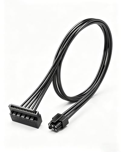 GELRHONR Mini 6-Pin auf 15 Pin Stromkabel für PC 45cm, Mini 6Pin ATX Stecker zu 90 Grad SATA Adapter für HDD/SSD Erweiterung,Kompatibel mit den Serien Inspiron 3650/3250/3660/3670 (SATA)