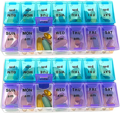 MEDca Wöchentliche Pillendose, Zwei Mal Pro Tag, 2er PACKUNG
