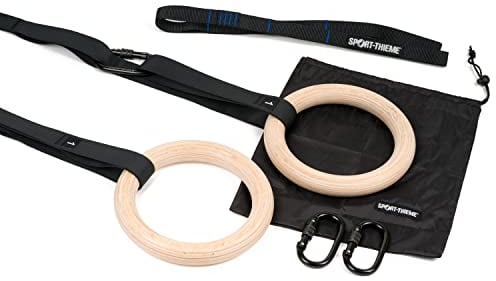 Sport-Thieme Indoor-Turnringe | Gymnastikringe Set | Gym Rings mit verstellbarem Gurt und Karabiner| Fitnessringe Indoor | Belastbarkeit: bis 200 kg | Markenqualität