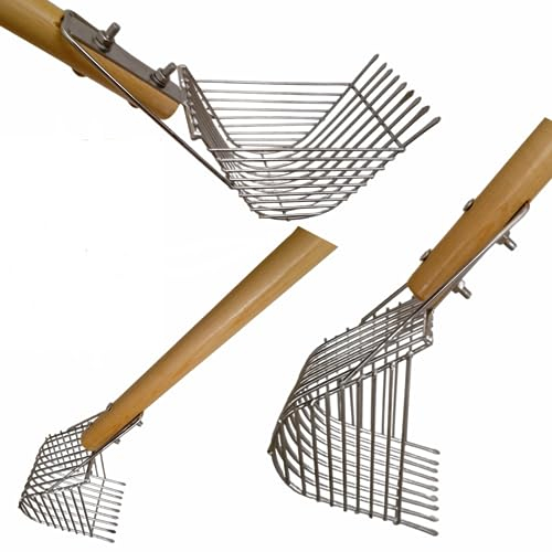 Zepre Rastrello Telline/cozze in Inox 9 Denti con Manico da Cm. 120, valido Anche per tremolina con raschio per Sabbia Largh. 8 cm Prof. 8 cm.