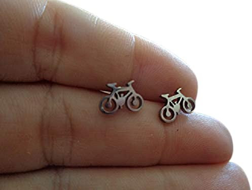 BIKE FAHRRAD RENNRAD EDELSTAHL STECKER kleine silber Ohrringe unisex, Geschenk