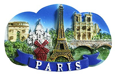 3D Paris France Refrigerator Magnet Resin Travel Souvenirs,Handmade Home & Kitchen Decoration Paris Fridge Magnet Collection Gift