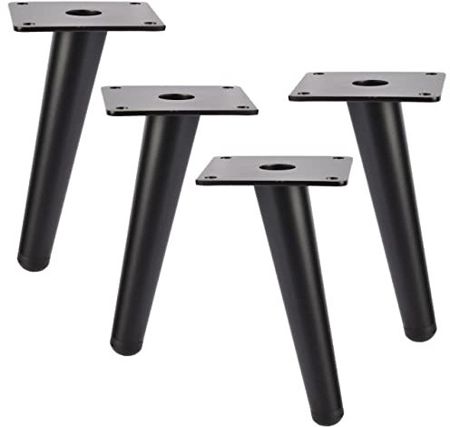 Btowin 10 Inch / 25cm Metal Furniture Legs, 4Pcs Modern Oblique Tapered Furniture Feet,Black Heavy Duty Sofa Legs Cabinet Legs Brushed Nickel Finish for TV Stand Cabinet Couch Dresser Table Bed