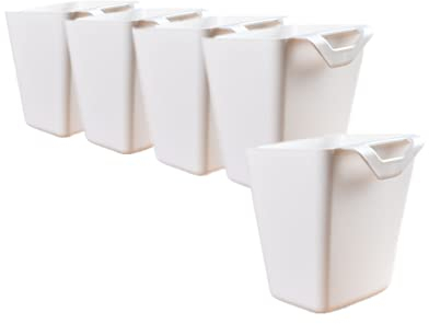 Rikyo Paquete de 5 soportes para tazas colgantes de color blanco, organizador de pared de 10,9 x 10,9 cm, recipientes para plantas, soporte para lápices para decoración del hogar, oficina, cocina