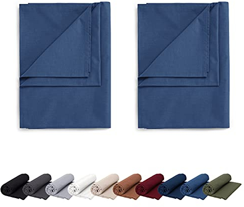 EllaTex Doppelpack Renforce Bettlaken Haustuch aus 100% Baumwolle ohne Gummizug, Farbe: Jeans, Größe: 2er Pack 140 x 200 cm