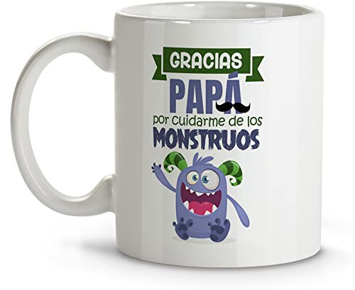 LolaPix Mug Père. Tasses avec messages Tasses petit-déjeuner originales Tasse en céramique 330 ml. Cadeaux avec phrases. Monstres