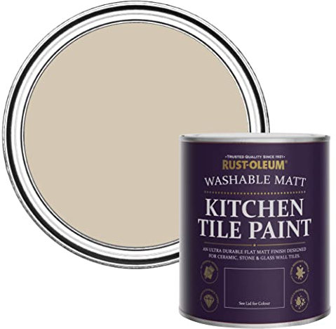 Rust-Oleum Peinture Beige Résistante à l'eau pour Faïence de Cuisine, Finition Mate - Caramel 750ml