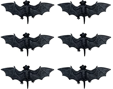 Oblique Unique® Horror Streudeko Fledermäuse 6 Stück Fledermaus Tischdeko für Halloween Deko Fasching Karneval Motto Party zum Erschrecken und Gruseln