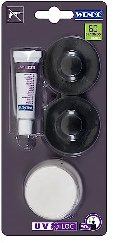 UV-Loc® Befestigungsset, 2 Adapter passend für Verschiedene Drahtserien inkl. Spezialkleber und UV-Lampe, Befestigen ohne Bohren mit innovativem Klebesystem UV-Loc®, je Ø 5 x 1,5 cm, Schwarz