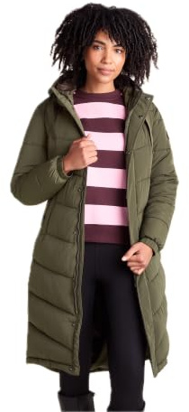 TOG24 Raleigh Womens Quilted Puffer Extra Long Coat for Winter with Fixed Hood, Two Way Zip and Recycled Thermal Filling