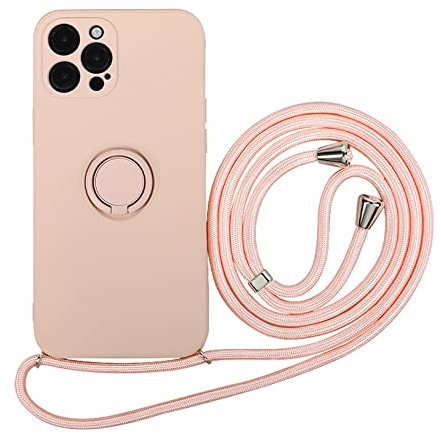Emlivi Mobile Phone Lanyard Case for iPhone 11 Pro Max, Necklace Case with 360 Degree Ring Holder, Nylon Shoulder Strap, Silicone TPU Phone Case with Lanyard, Protective Case for iPhone 11 Pro Max,