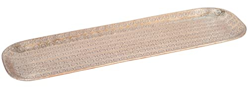 Orientalisches Tablett aus Aluminium Jabar 45cm | Marokkanisches Teetablett in der Farbe Gold | Orient Goldtablett goldfarbig | Orientalische Dekoration auf dem gedeckten Tisch