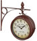 Relaxdays Bahnhofsuhr doppelseitig, New York, Retro, Batterie, analog, Wanduhr Vintage Deko, HBT 34 x 35 x 10 cm, braun