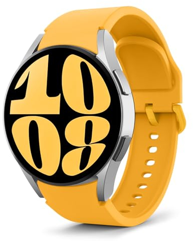 MoKo Correa Deportiva Compatible con Samsung Galaxy Watch 7 FE 6 5 4 40mm 44mm/Watch 4 6 Classic 42mm 46mm 43mm 47mm/5 Pro 45mm, 20mm Pulsera de Silicona Suave para Hombre Mujer, Amarillo